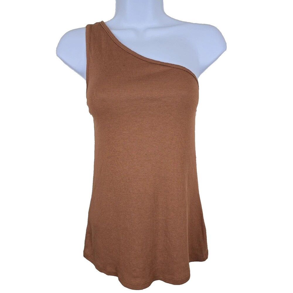 A New Day Women's XXL Stretch Brown Rust Single Strap Ribbed Tank Top 2XL NEW
